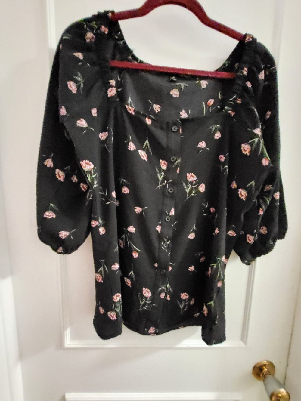 Harve Benard Floral Top Size Medium 3/4 Sleeve Cottagecore Romantic